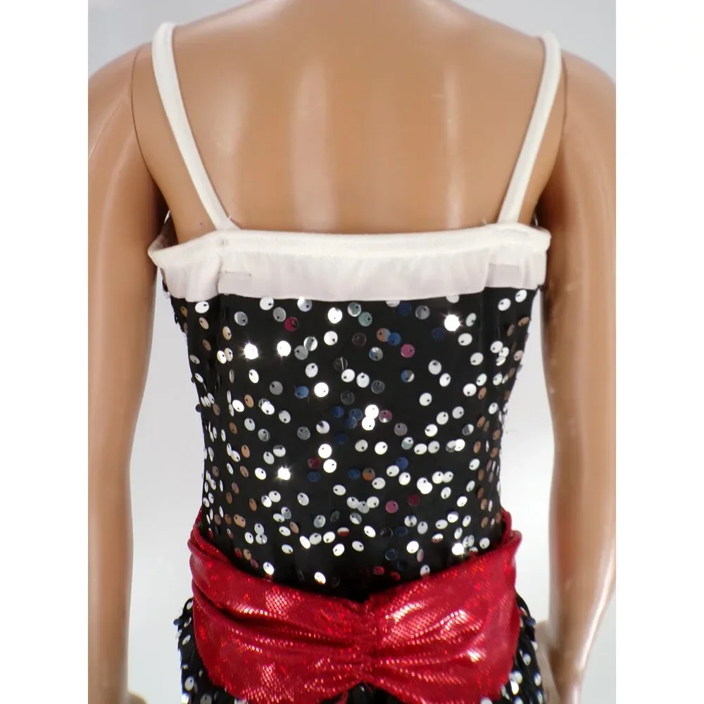 Pre-Owned Dance Costume Costume Gallery 14340 Medium Child Red Jazz Sequins